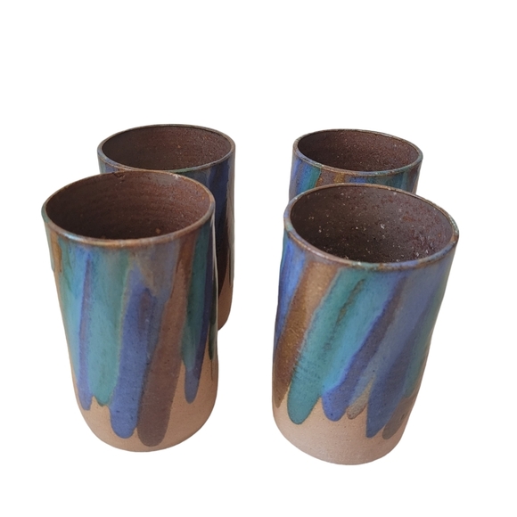 Vintage B and J Mitchell, St. Croix USVI Tumblers Mugs Colorful Set of 4